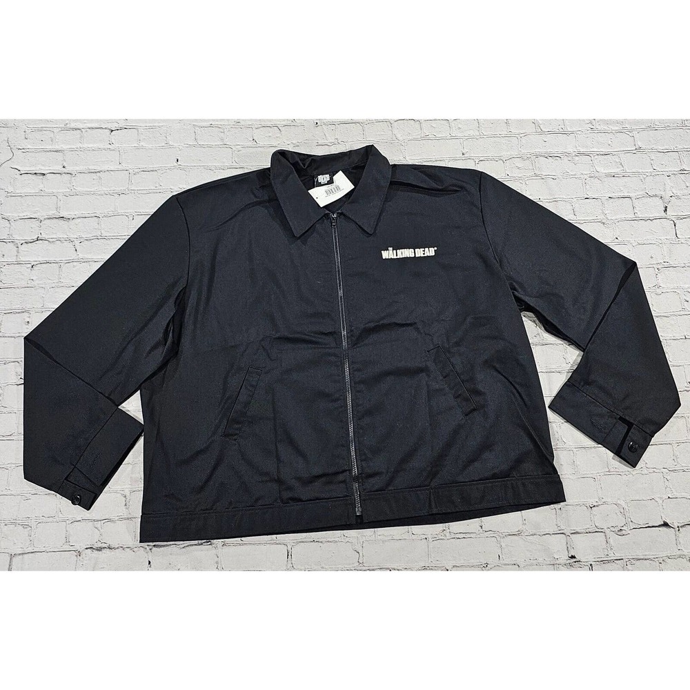 The Walking Dead Winged Mechanic Jacket Black Coat AMC Zip Up MENS SIZE 5XL